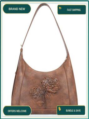 Small Embossed Vegan Leather Hobo Shoulder Bag